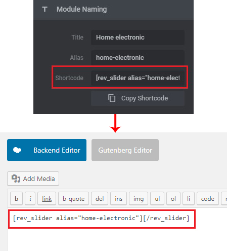 Usar el Shortcode de Revolution Slider